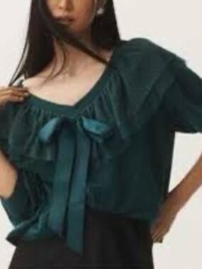 Anthro Maeve S V Neck Bow Sweater